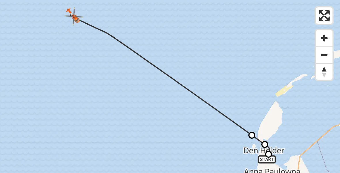 Vluchtroute Kustwachthelikopter Vliegveld De Kooy - , 25 juni 2024, 00:52