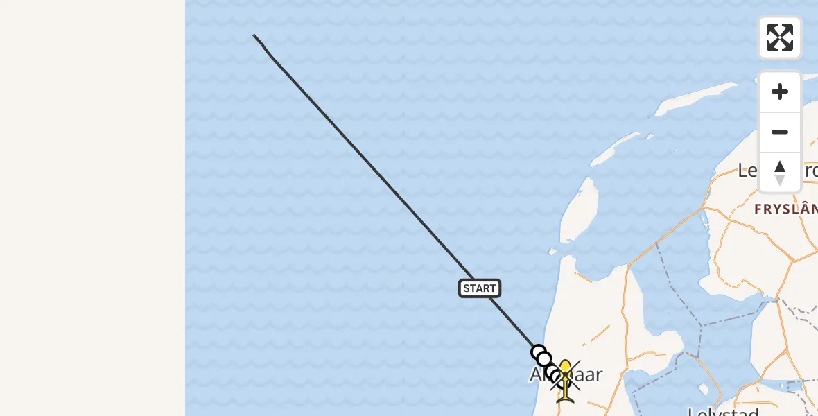 Routekaart van de vlucht: Kustwachthelikopter naar Alkmaar, Parelweg