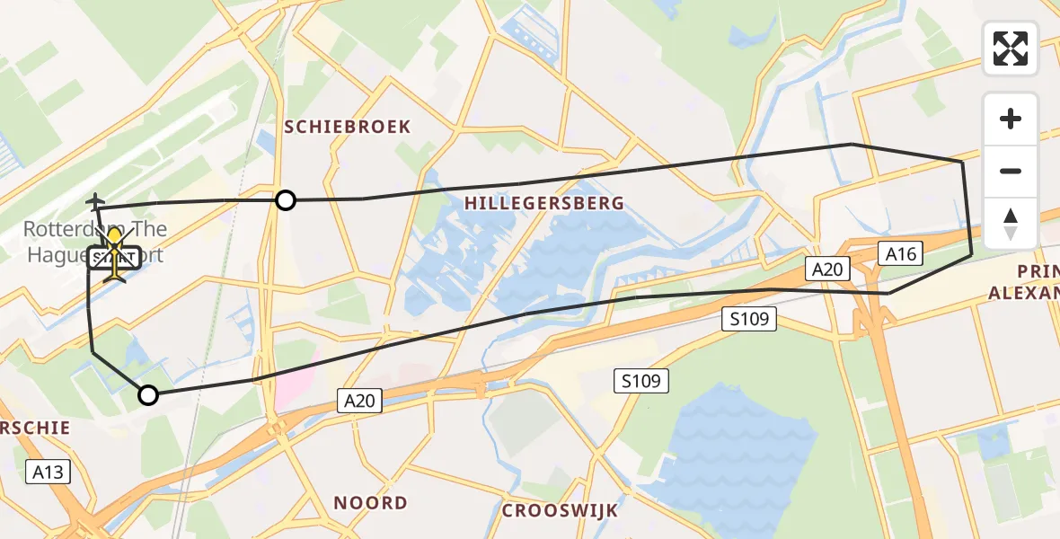 Routekaart van de vlucht: Lifeliner 2 naar Rotterdam The Hague Airport, Bovendijk