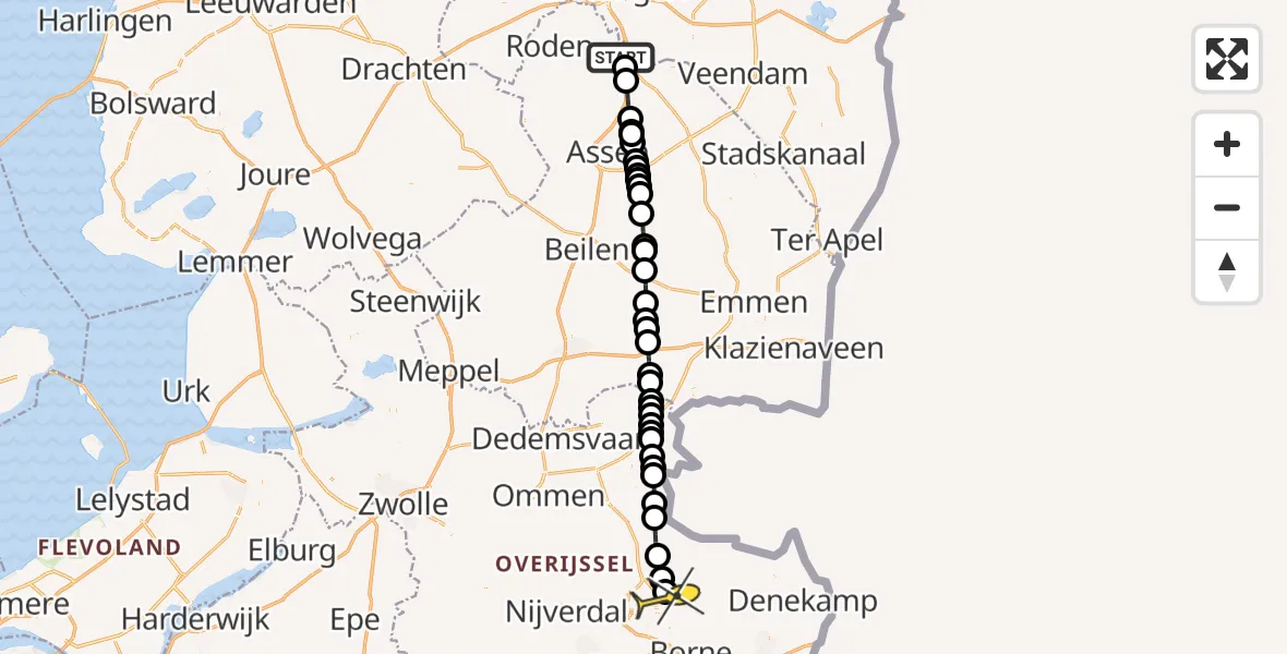 Routekaart van de vlucht: Lifeliner 4 naar Almelo, Machlaan