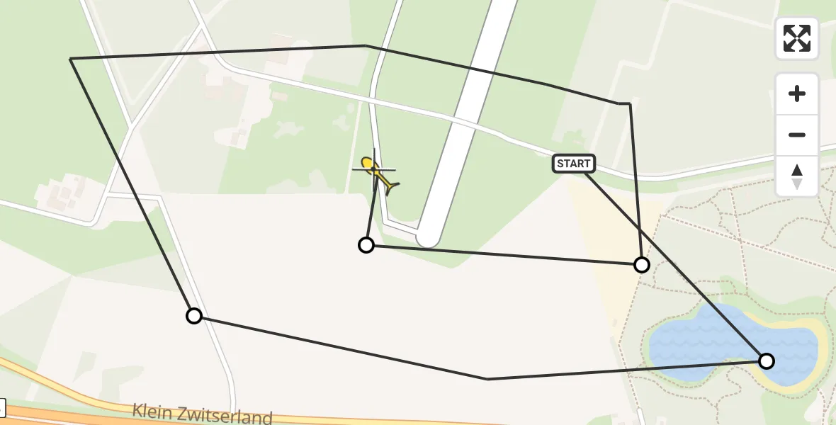 Routekaart van de vlucht: Politieheli naar Vliegbasis Gilze-Rijen, Moleneind
