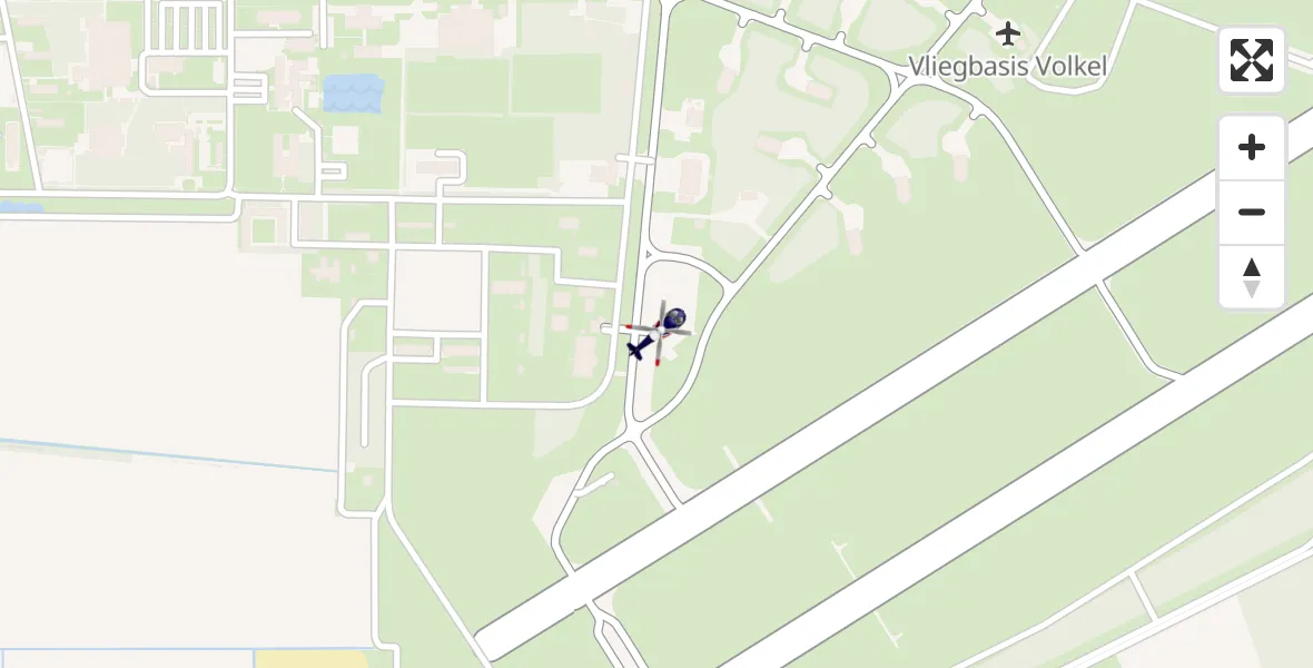 Vluchtroute Politiehelikopter van Vliegbasis Volkel naar Vliegbasis Volkel