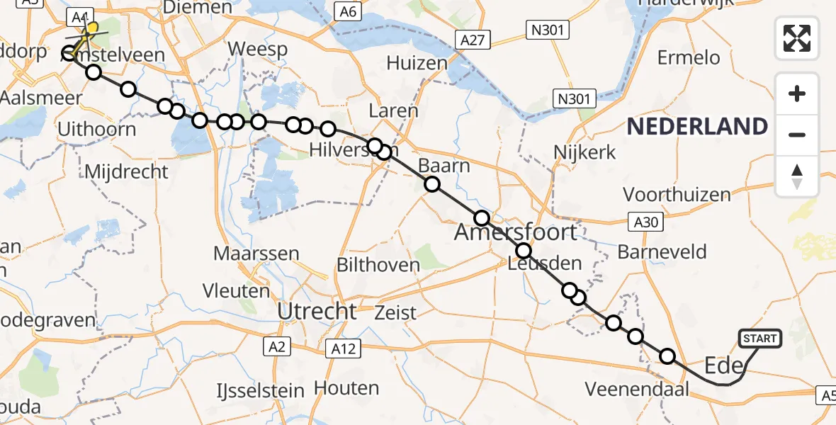 Routekaart van de vlucht: Politieheli naar Schiphol, Genieweg