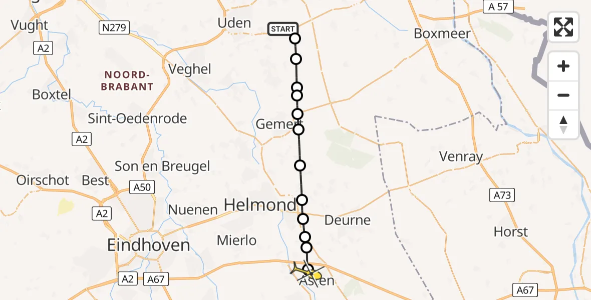 Routekaart van de vlucht: Lifeliner 3 naar Asten, Nieuwedijk