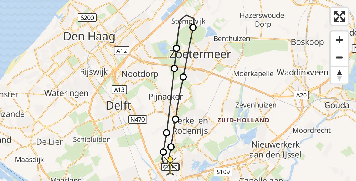 Routekaart van de vlucht: Lifeliner 2 naar Rotterdam The Hague Airport, Oude Bovendijk