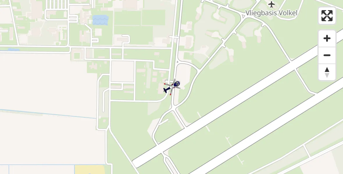 Vluchtroute Politiehelikopter van Vliegbasis Volkel naar Vliegbasis Volkel
