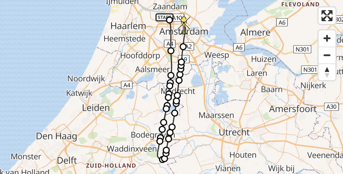 Routekaart van de vlucht: Lifeliner 1 naar Amsterdam, Hemweg