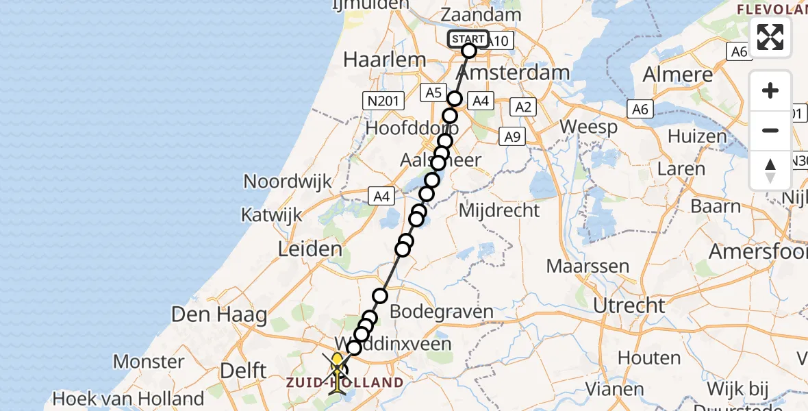 Routekaart van de vlucht: Lifeliner 1 naar Bleiswijk, Lipariweg