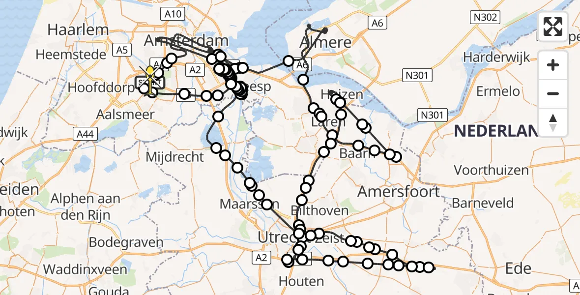 Routekaart van de vlucht: Politieheli naar Schiphol, Loevesteinse Randweg