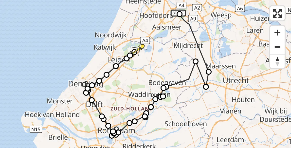 Routekaart van de vlucht: Politieheli naar Rijpwetering, Kleine Noorddijk