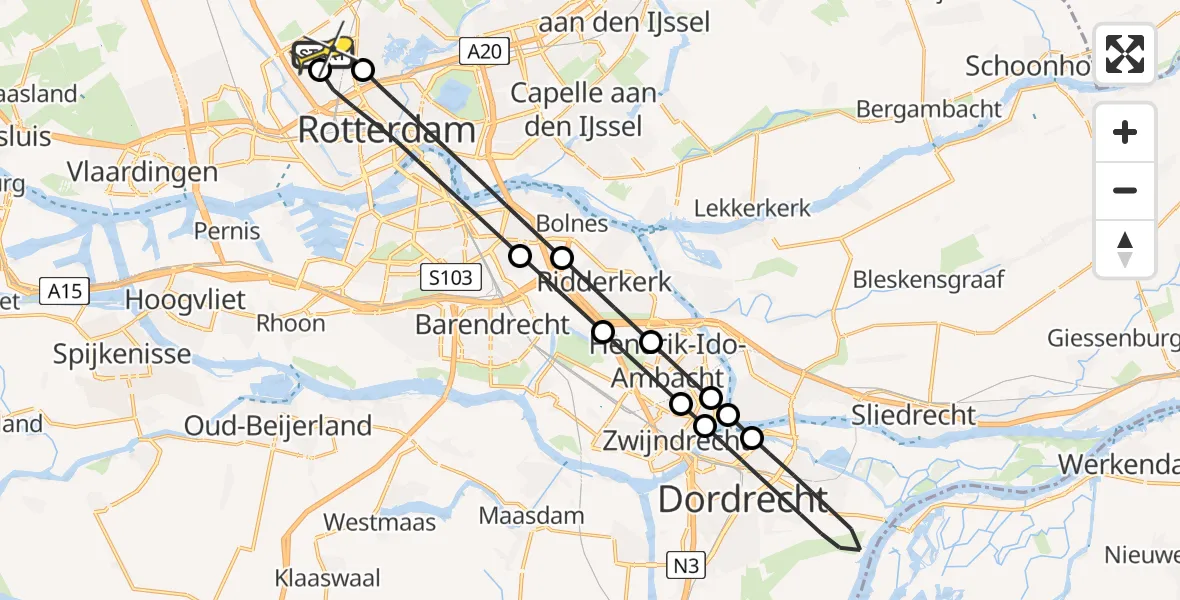 Routekaart van de vlucht: Lifeliner 2 naar Rotterdam The Hague Airport, Hilda Verwey-Jonkerstraat