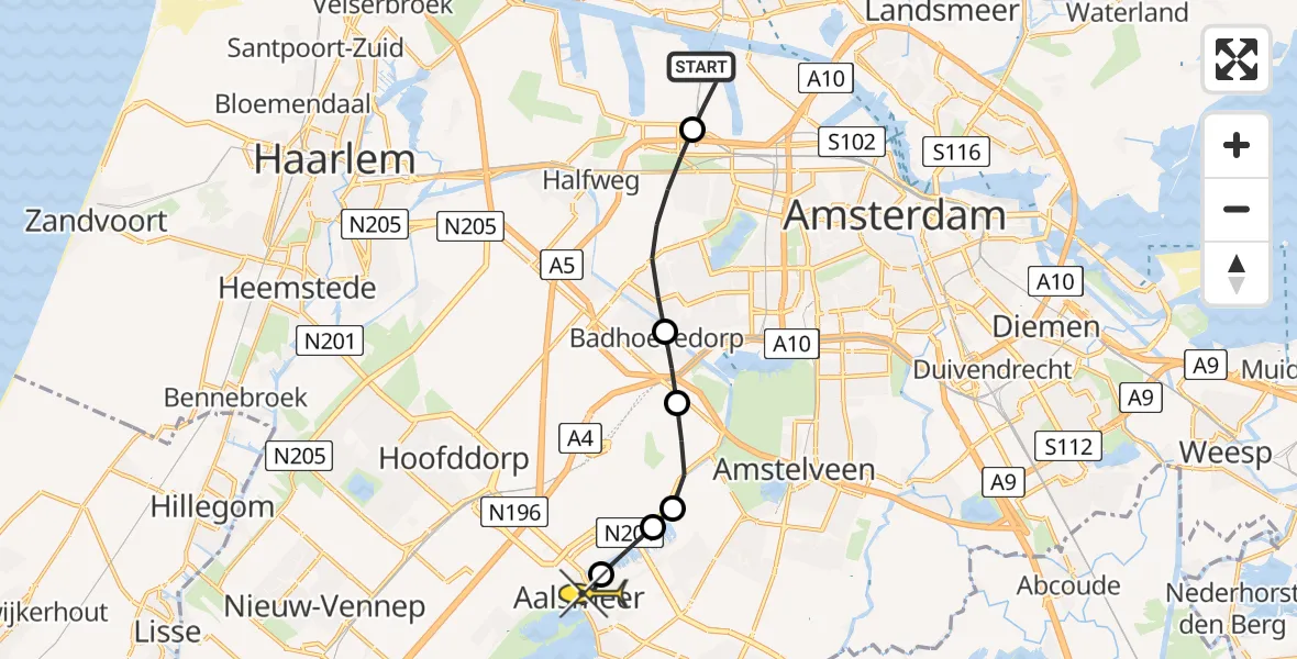 Routekaart van de vlucht: Lifeliner 1 naar Aalsmeer, Lipariweg