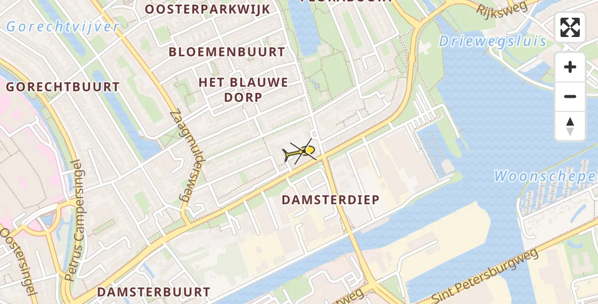 Routekaart van de vlucht: Ambulanceheli naar Universitair Medisch Centrum Groningen