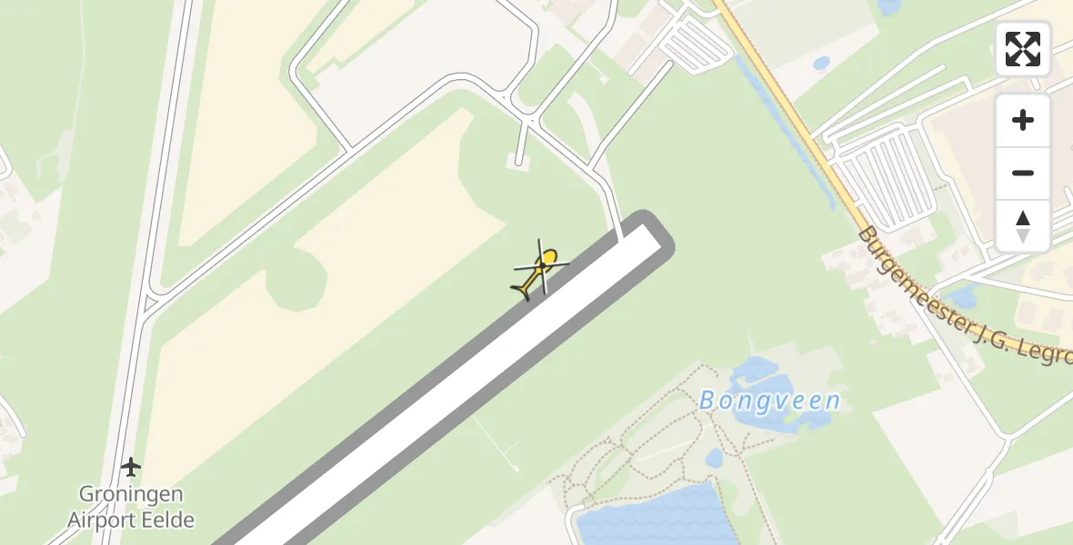 Vluchtroute Ambulancehelikopter van Groningen Airport Eelde naar Groningen Airport Eelde