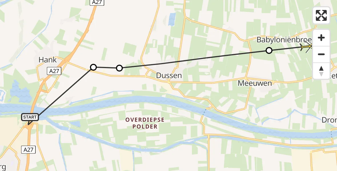Routekaart van de vlucht: Politieheli naar Eethen, Jachtlaan