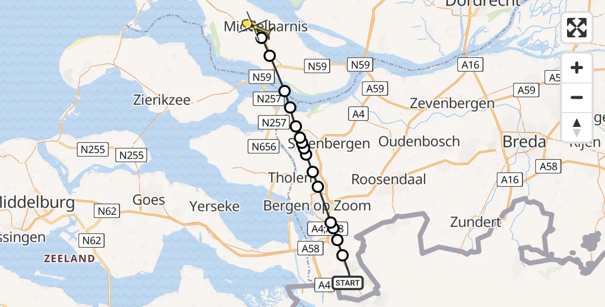 Routekaart van de vlucht: Lifeliner 2 naar Sommelsdijk, Putseweg