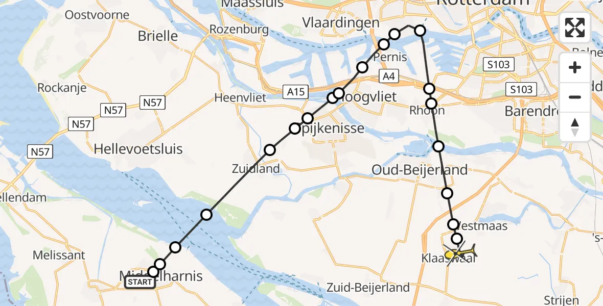 Routekaart van de vlucht: Lifeliner 2 naar Klaaswaal, Geleijn Cornelissestraat