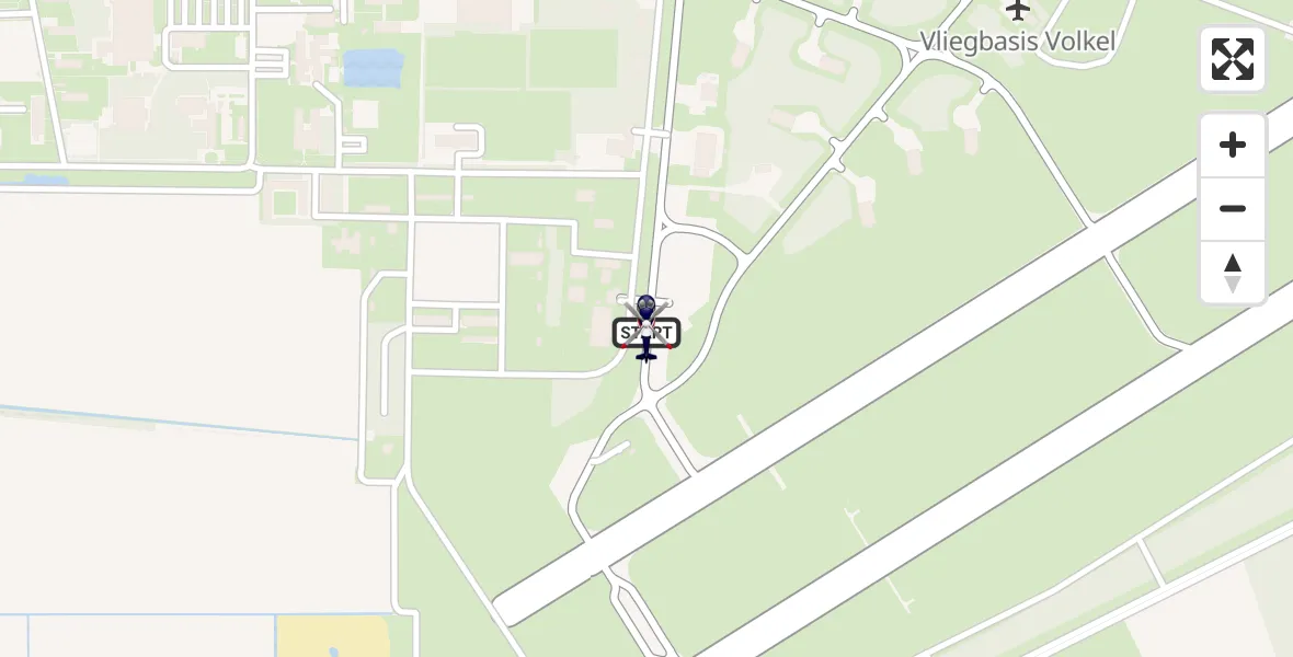 Vluchtroute Politiehelikopter van Vliegbasis Volkel naar Vliegbasis Volkel