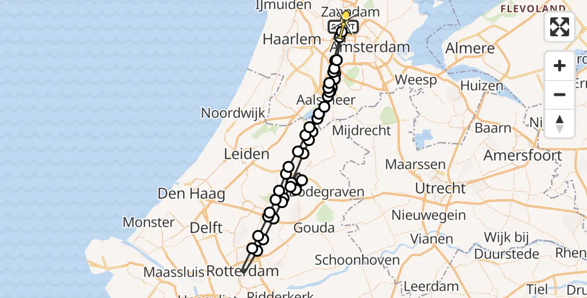 Routekaart van de vlucht: Lifeliner 1 naar Amsterdam Heliport, Maltaweg