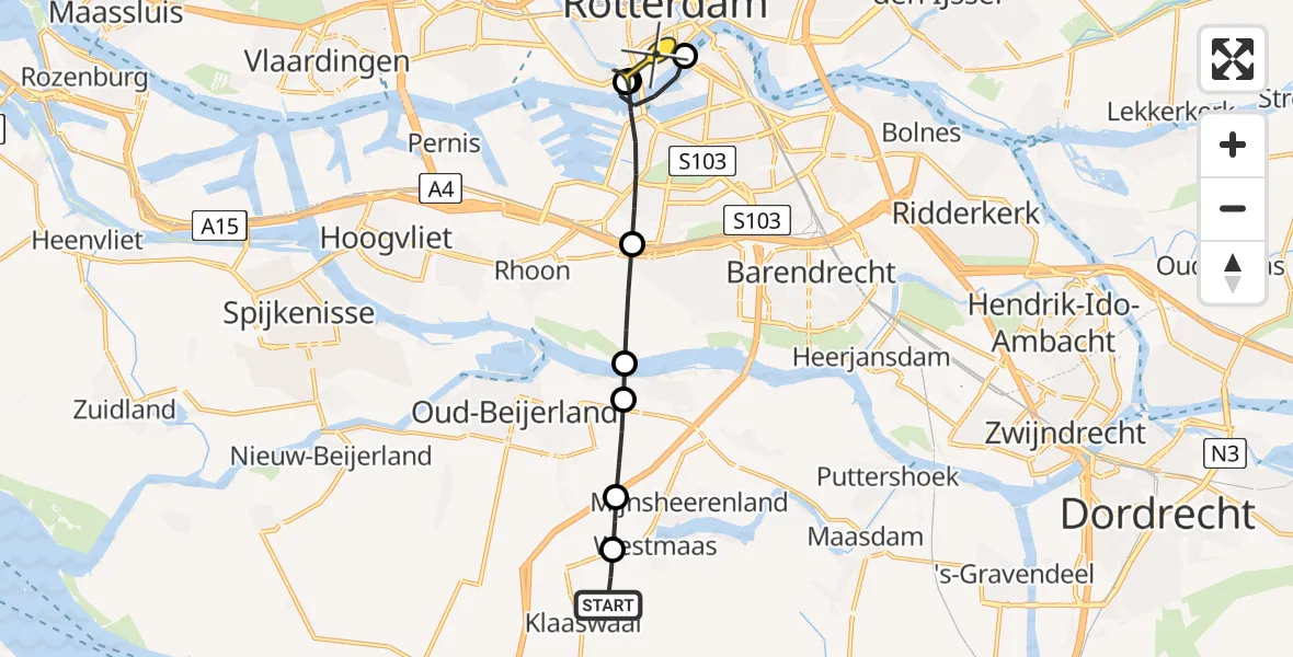 Routekaart van de vlucht: Lifeliner 2 naar Erasmus MC, Smitsweg