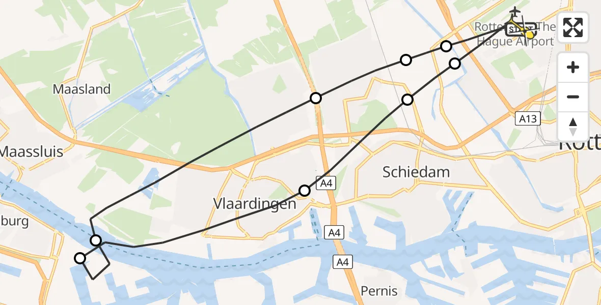 Routekaart van de vlucht: Lifeliner 2 naar Rotterdam The Hague Airport, Vliegveldweg