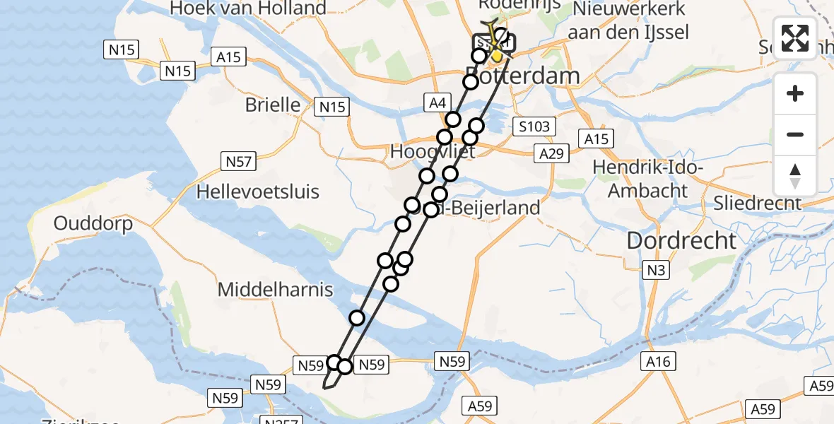 Routekaart van de vlucht: Lifeliner 2 naar Rotterdam The Hague Airport, Linatebaan