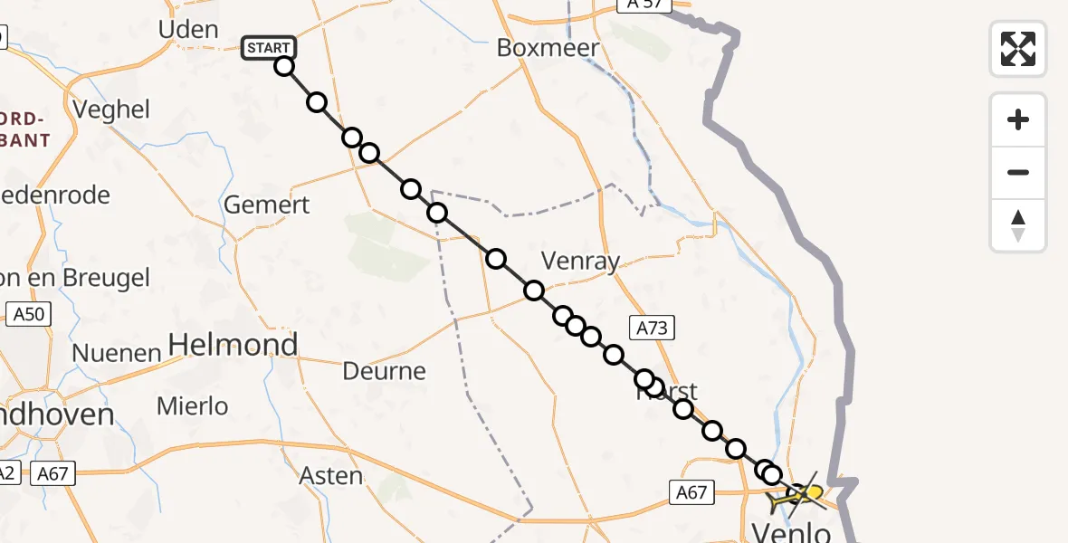 Routekaart van de vlucht: Lifeliner 3 naar Venlo, Fasantenlaan