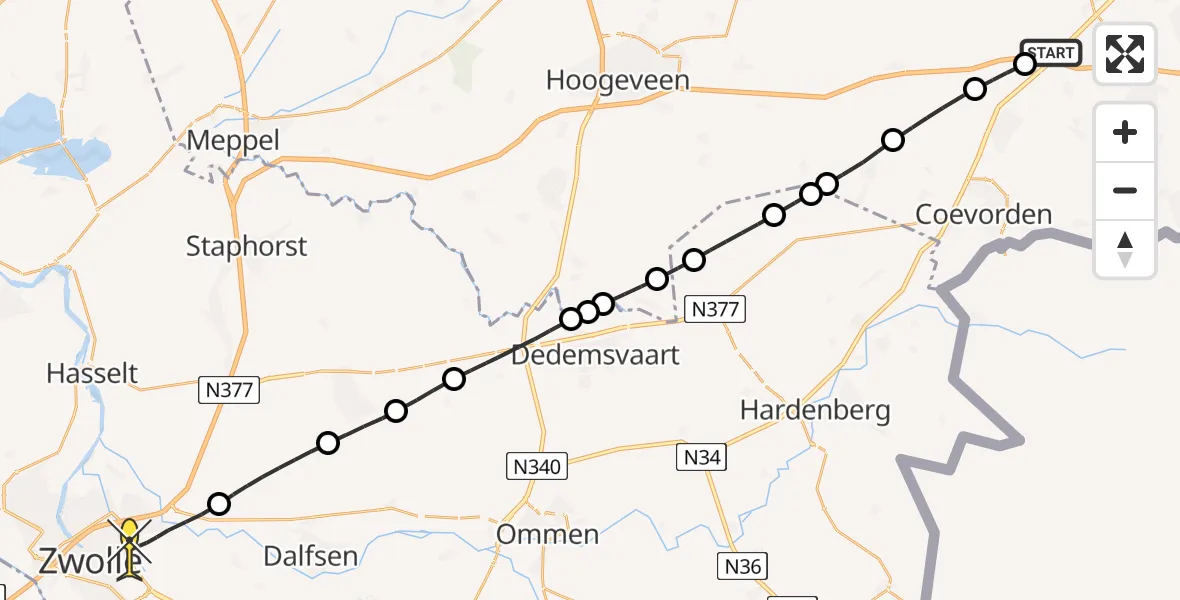Routekaart van de vlucht: Lifeliner 4 naar Zwolle, Stroomstukkendijk