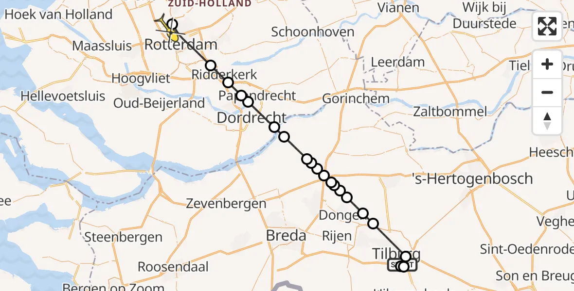 Routekaart van de vlucht: Lifeliner 2 naar Rotterdam The Hague Airport, Leijweg