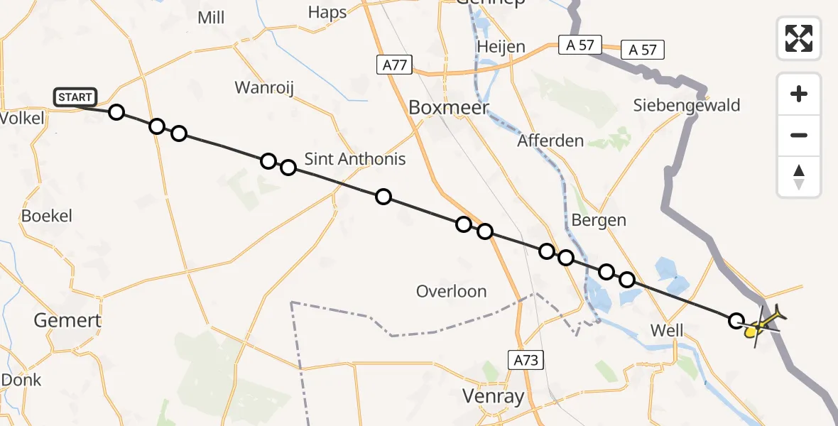 Routekaart van de vlucht: Lifeliner 3 naar Wellerlooi, Tuinstraat