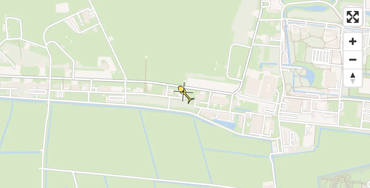 Vluchtroute Ambulancehelikopter van Vliegbasis Leeuwarden naar Vliegbasis Leeuwarden