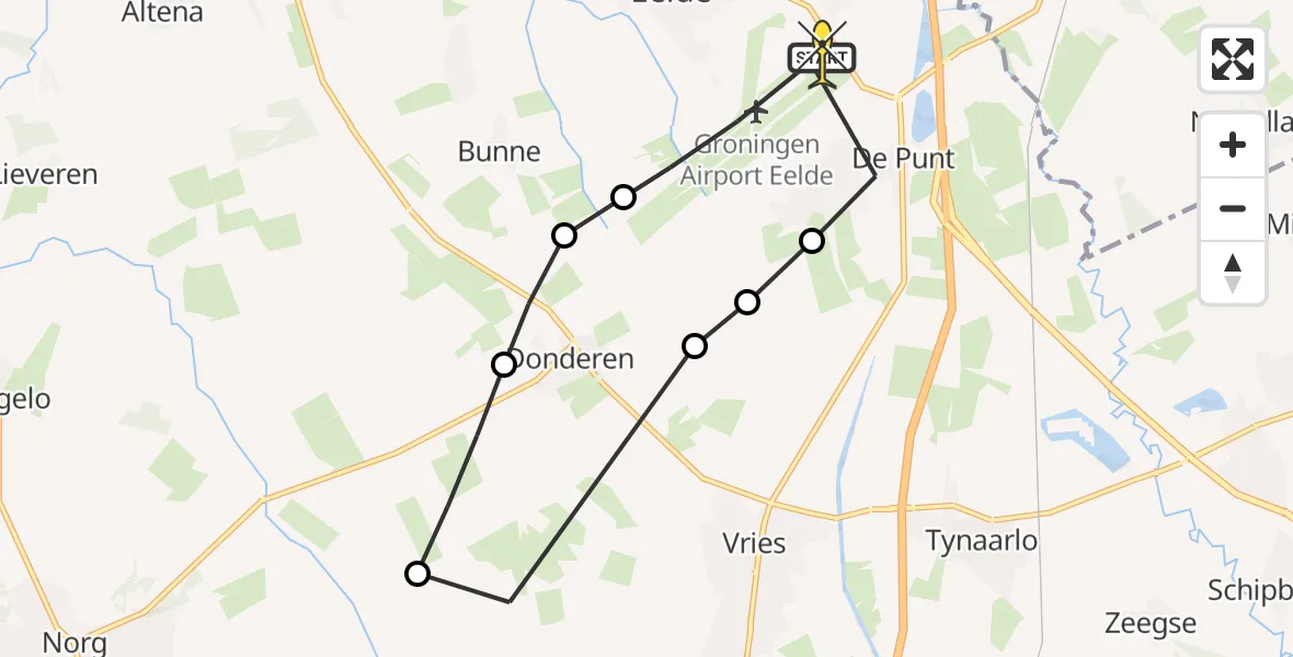 Routekaart van de vlucht: Lifeliner 4 naar Groningen Airport Eelde, Veldkampweg