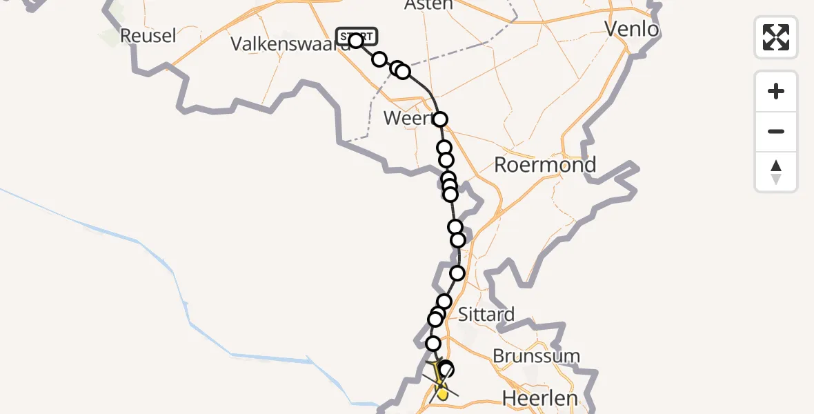 Routekaart van de vlucht: Lifeliner 3 naar Maastricht Aachen Airport, Korte Vlaamseweg