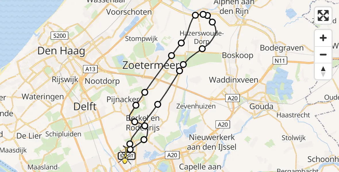 Routekaart van de vlucht: Lifeliner 2 naar Rotterdam The Hague Airport, Zestienhoven