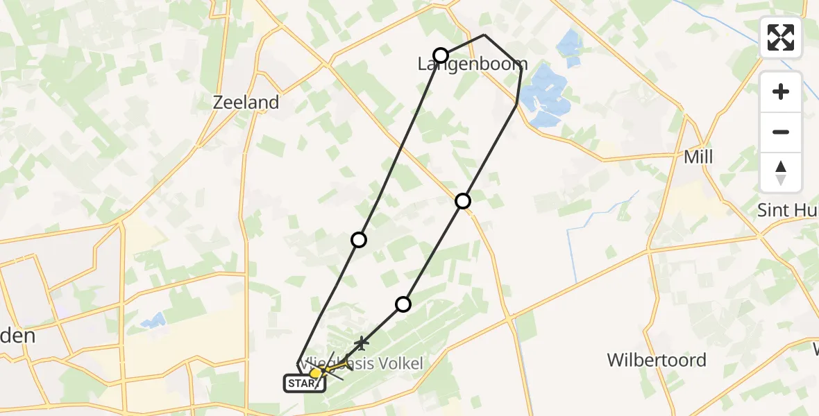 Routekaart van de vlucht: Lifeliner 3 naar Vliegbasis Volkel, Zeelandsedijk