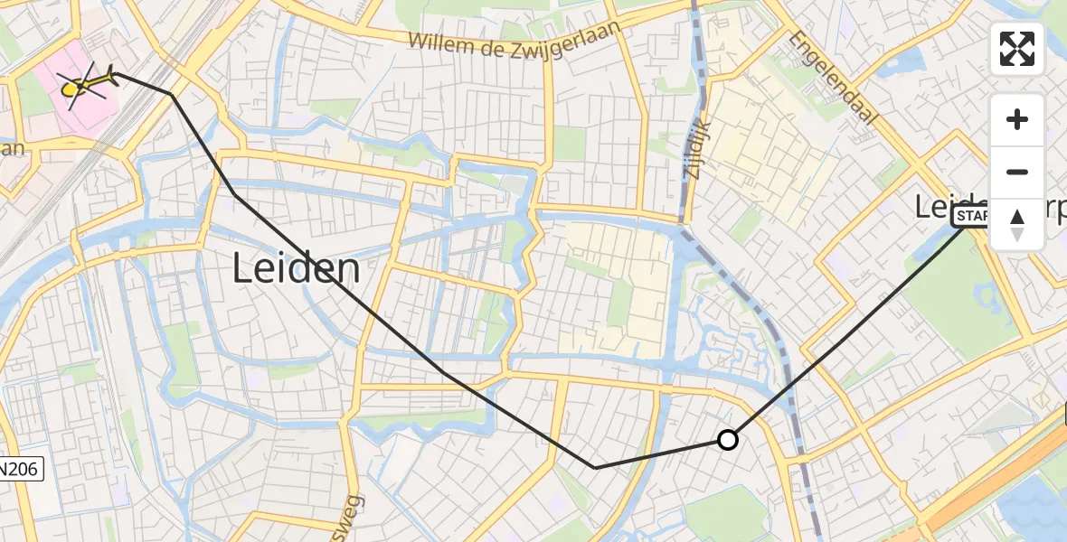 Routekaart van de vlucht: Lifeliner 2 naar Leiden, Spaarnestraat
