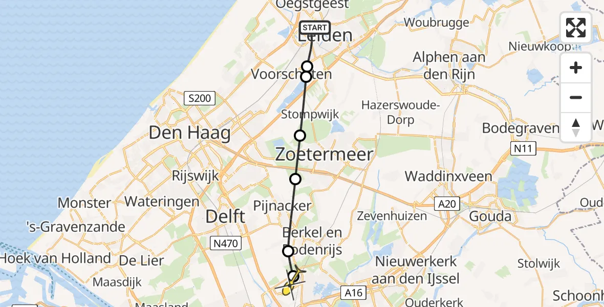 Routekaart van de vlucht: Lifeliner 2 naar Rotterdam The Hague Airport, Morsweg
