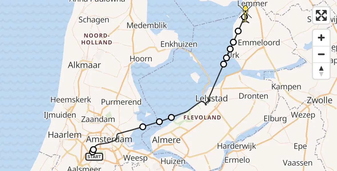 Routekaart van de vlucht: Politieheli naar Rutten, Thermiekstraat