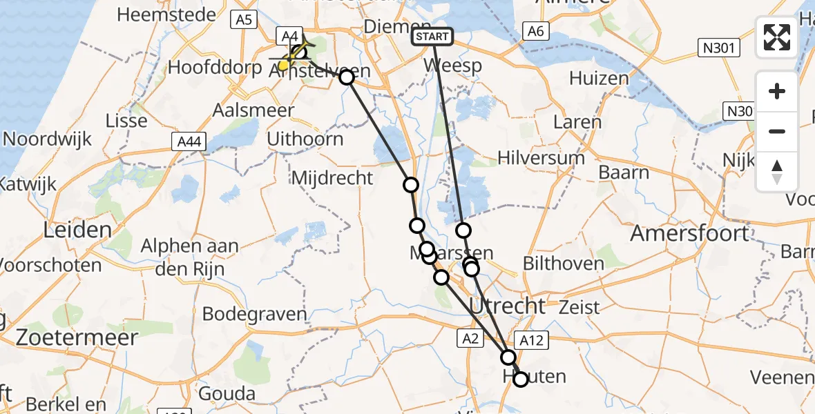 Routekaart van de vlucht: Politieheli naar Schiphol, Middenweg