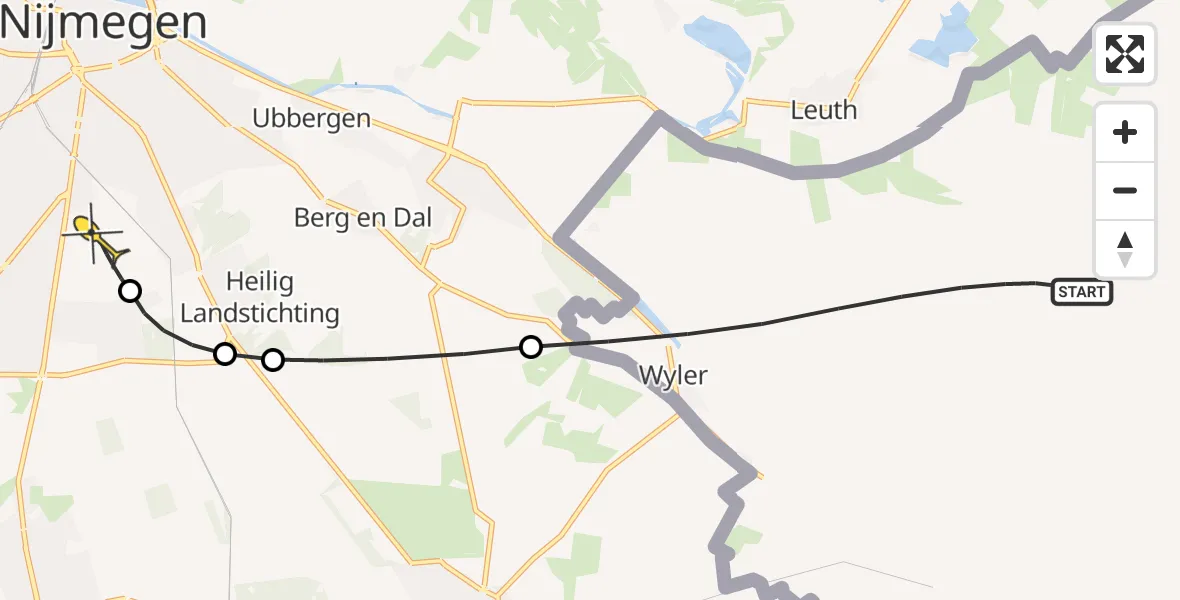 Routekaart van de vlucht: Lifeliner 3 naar Radboud Universitair Medisch Centrum, Geert Grooteplein Zuid