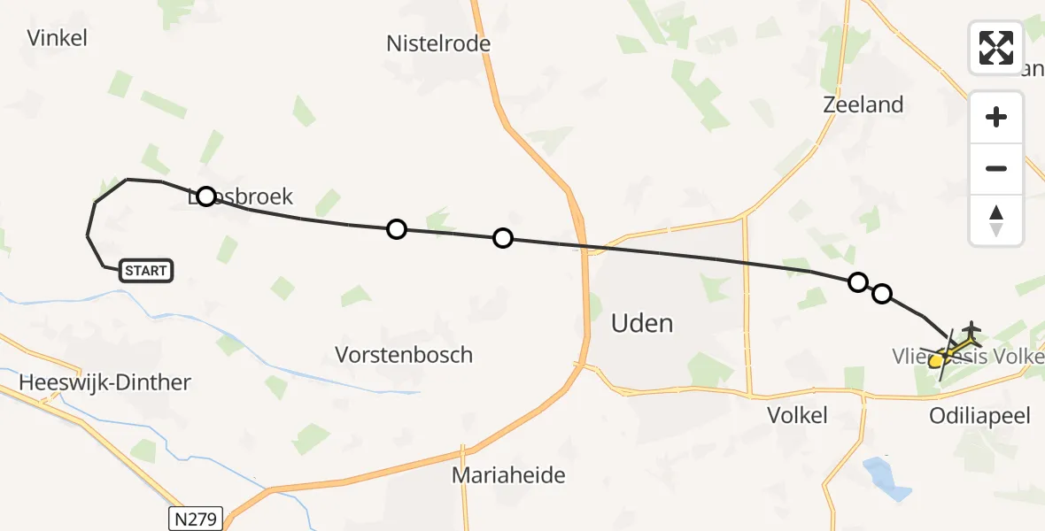 Routekaart van de vlucht: Lifeliner 3 naar Vliegbasis Volkel, Heide
