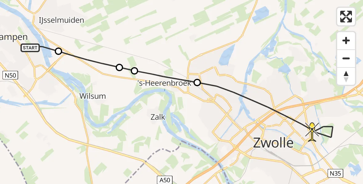 Routekaart van de vlucht: Lifeliner 4 naar Zwolle, Tasveld