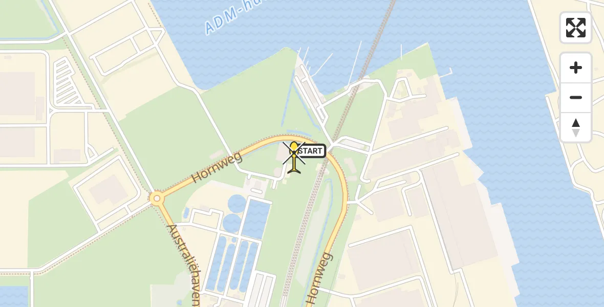 Routekaart van de vlucht: Lifeliner 1 naar Amsterdam Heliport, Hornweg