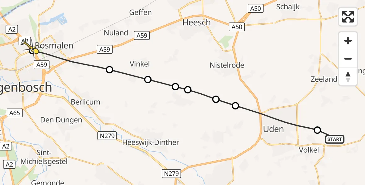 Routekaart van de vlucht: Lifeliner 3 naar 's-Hertogenbosch, Bovenstraat