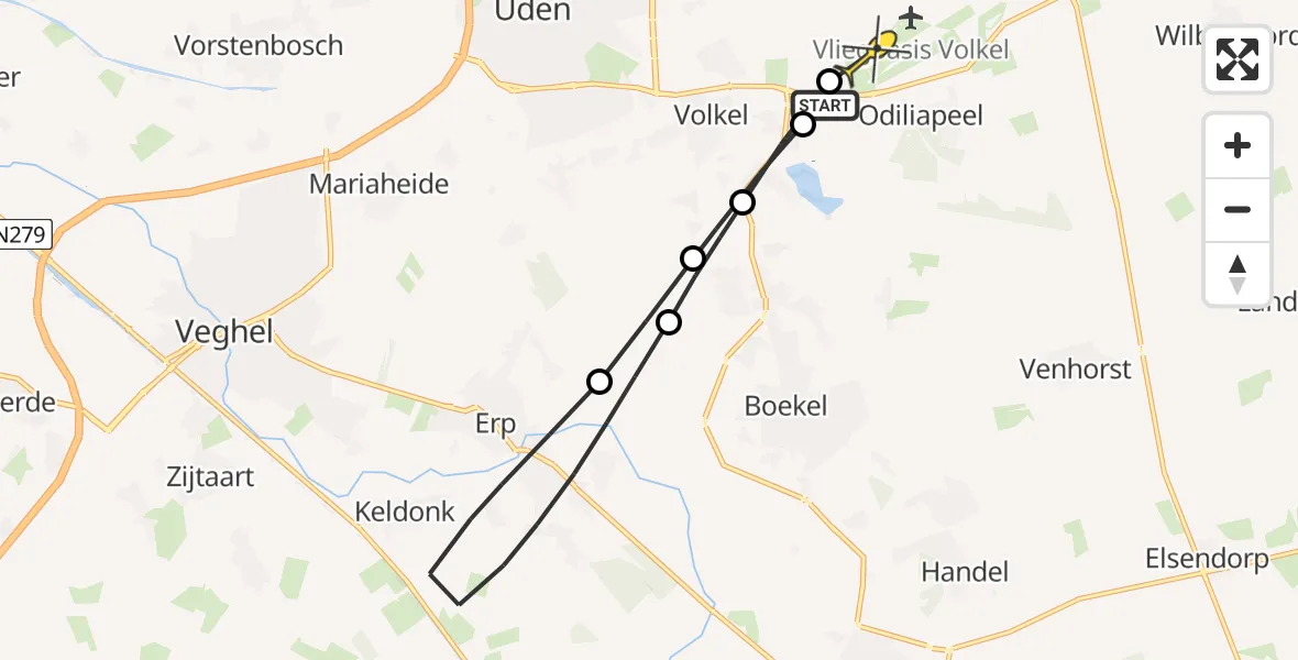 Routekaart van de vlucht: Lifeliner 3 naar Vliegbasis Volkel, Heikantstraat