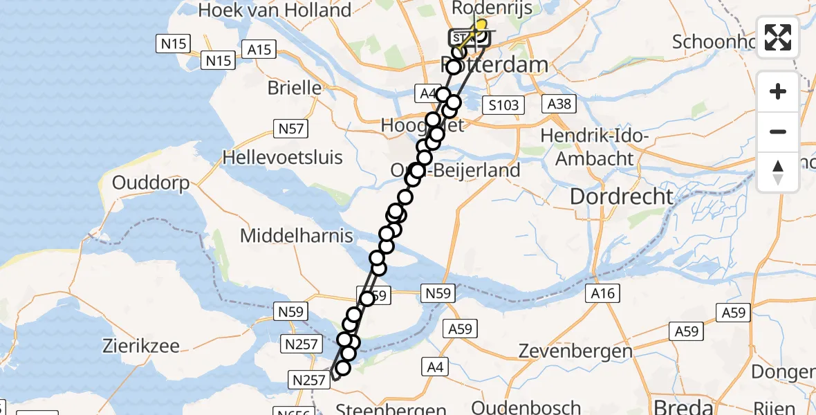 Routekaart van de vlucht: Lifeliner 2 naar Rotterdam The Hague Airport, Martinus Dorpiusstraat