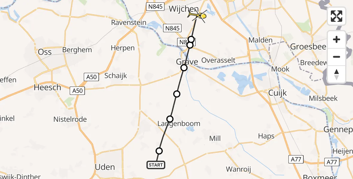 Routekaart van de vlucht: Lifeliner 3 naar Wijchen, Trentse Bossen