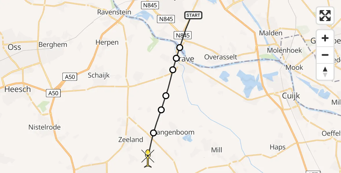 Routekaart van de vlucht: Lifeliner 3 naar Zeeland, Graafseweg