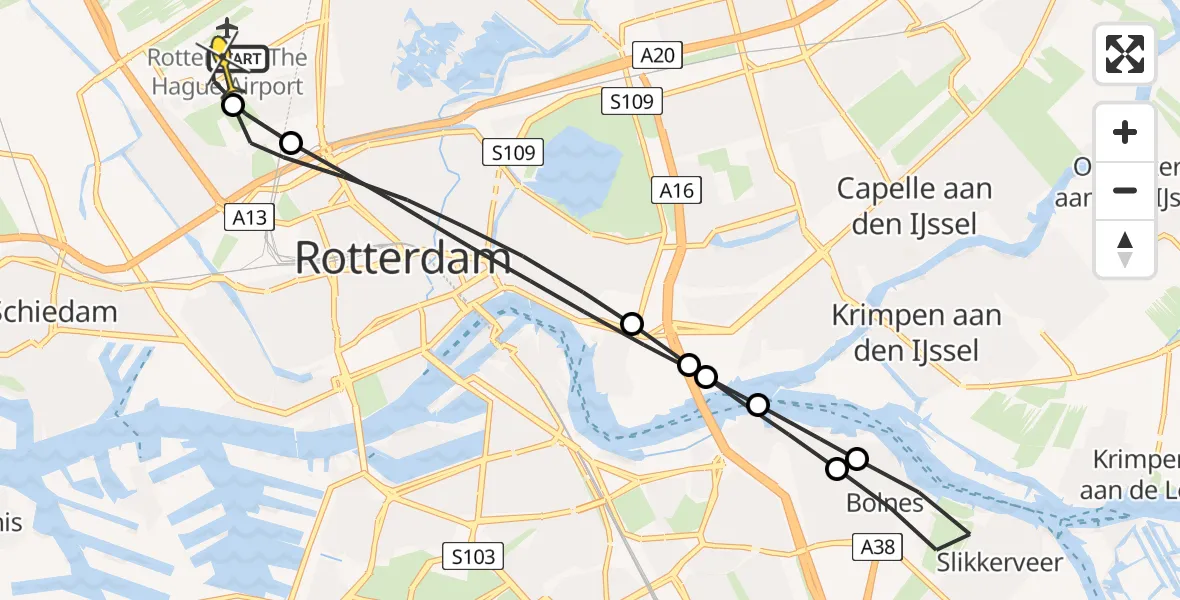 Routekaart van de vlucht: Lifeliner 2 naar Rotterdam The Hague Airport, Terletpad