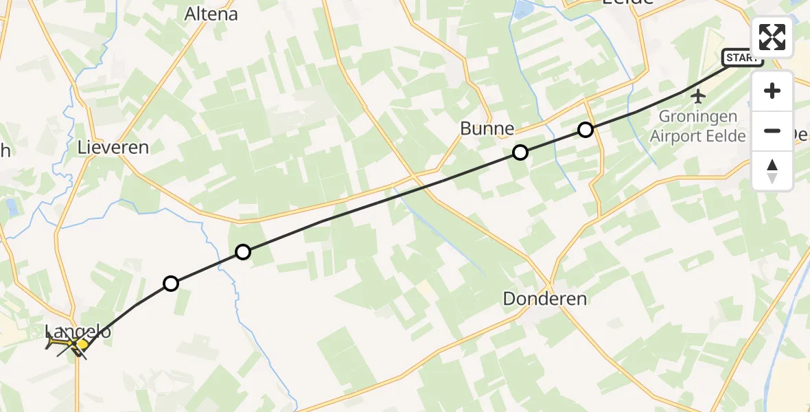 Routekaart van de vlucht: Lifeliner 4 naar Langelo, Veldkampweg